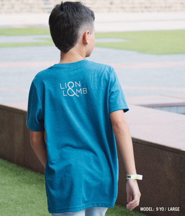 Lion & Lamb Youth Tee – Heather Teal