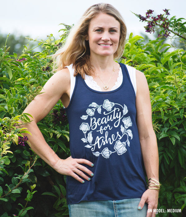 Beauty For Ashes Tank – Navy