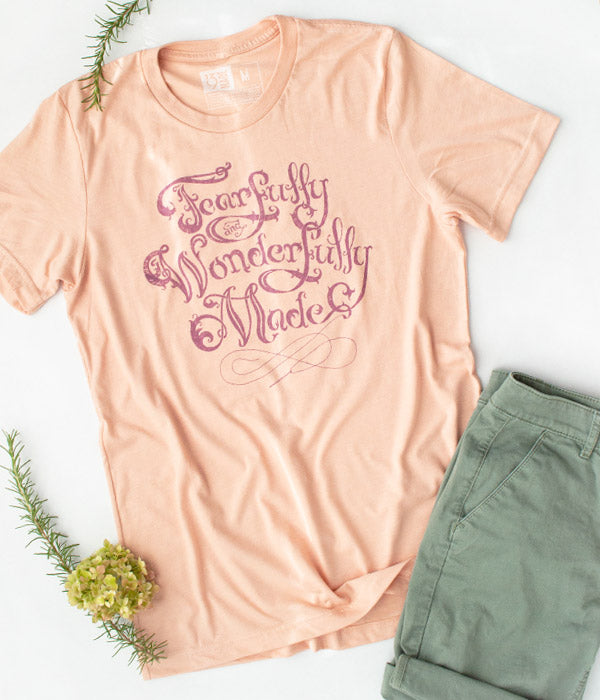 Fearfully & Wonderfully Made Tee – Heather Peach