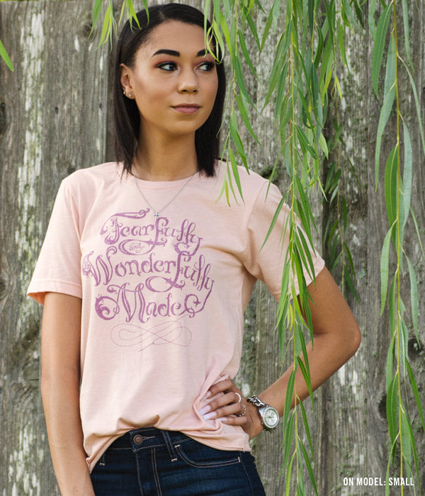 Fearfully & Wonderfully Made Tee – Heather Peach