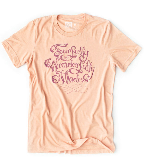 Fearfully & Wonderfully Made Tee – Heather Peach