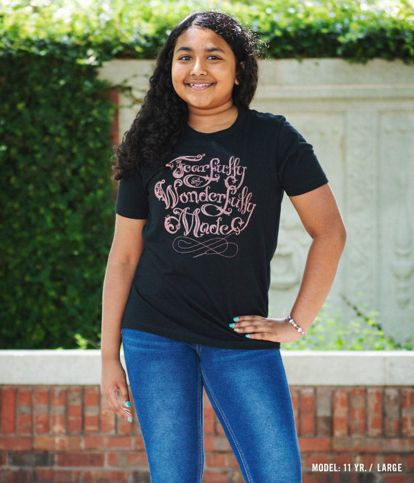 Fearfully Wonderfully Made Girl Tee – Black