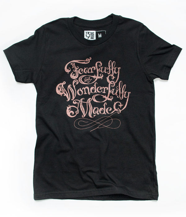 Fearfully Wonderfully Made Girl Tee – Black