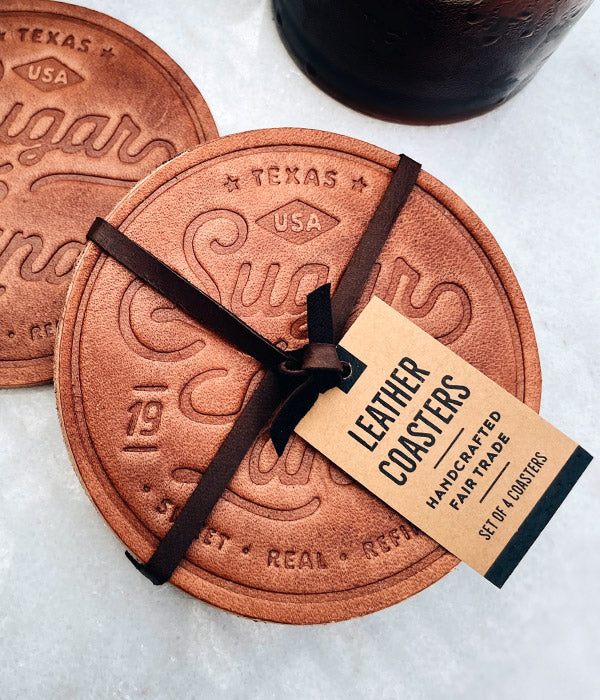 Sugar Land Leather Coaster - Single or Set of 4