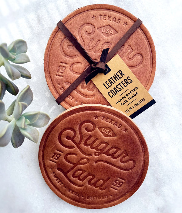 Sugar Land Leather Coaster - Single or Set of 4