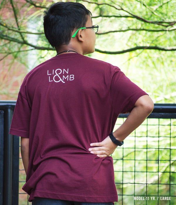 Lion & Lamb Youth Tee – Maroon